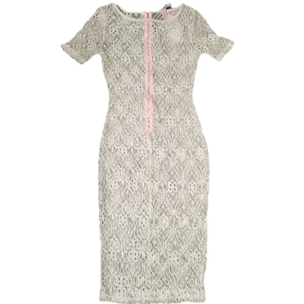 NEW: Full Fish Net White Midi Dress. Size Large